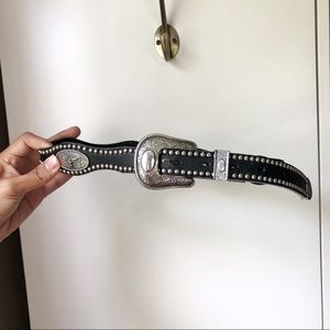 VINTAGE Nadim USA western leather metal work belt